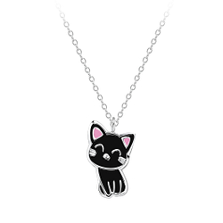 Wholesale Sterling Silver Cat Necklace - JD7556