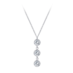 Wholesale Sterling Silver Round Cubic Zirconia Necklace - JD3427