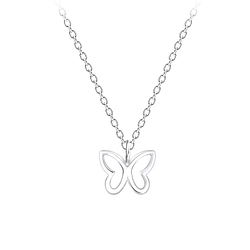 Wholesale Sterling Silver Butterfly Necklace - JD7172