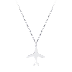 Wholesale Sterling Silver Airplane Necklace - JD7564 Wholesale Sterling Silver Airplane Necklace - JD7564