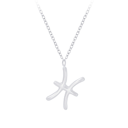 Wholesale Sterling Silver Pisces Zodiac Sign Necklace - JD7028