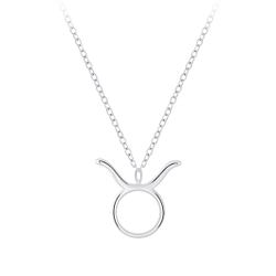 Wholesale Sterling Silver Taurus Zodiac Sign Necklace - JD7032
