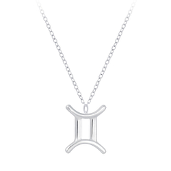 Wholesale Sterling Silver Gemini Zodiac Sign Necklace - JD7034