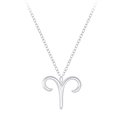 Wholesale Sterling Silver Aries Zodiac Sign Necklace - JD7040