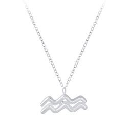 Wholesale Sterling Silver Aquarius Zodiac Sign Necklace - JD7048
