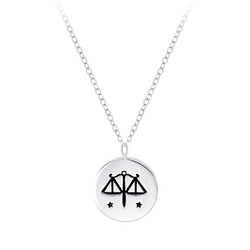 Wholesale Sterling Silver Libra Zodiac Sign Necklace - JD7817