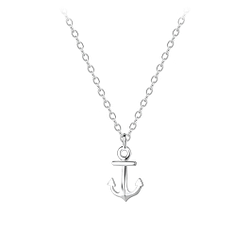 Wholesale Sterling Silver Anchor Necklace - JD8588