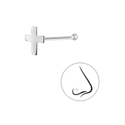 Wholesale Sterling Silver Cross Nose Stud With Ball - JD1579