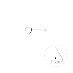 Wholesale Sterling Silver Heart Nose Stud With Ball - JD7573