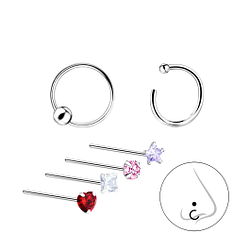 Wholesale Sterling Silver Mixed Nose Jewellery Set - JD10031