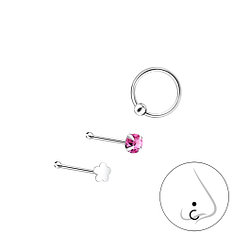 Wholesale Sterling Silver Mixed Nose Jewellery Set - JD10033