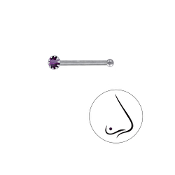 Wholesale 2mm Round Crystal Sterling Silver Nose Stud With Ball - JD3313