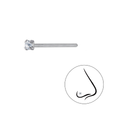 Wholesale 1.5mm Round Crystal Sterling Silver Nose Stud - JD3295