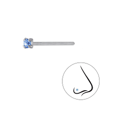 Wholesale 1.8mm Round Crystal Sterling Silver Nose Stud - JD3297