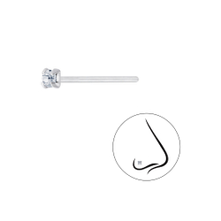 Wholesale 2mm Round Crystal Sterling Silver Nose Stud - JD7191
