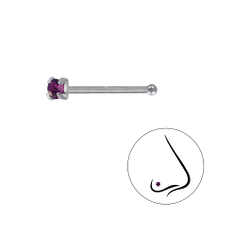 Wholesale 2mm Round Crystal Sterling Silver Nose Stud With Ball - JD3299