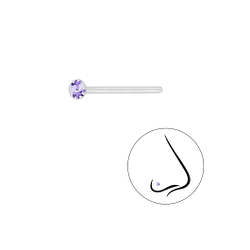 Wholesale 2mm Round Crystal Sterling Silver Nose Stud - JD3312