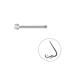 Wholesale 2mm Round Cubic Zirconia Sterling Silver Nose Stud With Ball - JD3303