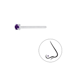 Wholesale 1.5mm Round Cubic Zirconia Sterling Silver Nose Stud - JD3300