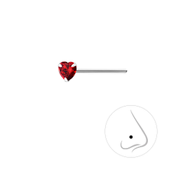 Wholesale 3mm Heart Cubic Zirconia Sterling Silver Nose Stud - JD7184