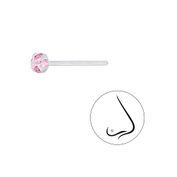 Wholesale 3mm Round Cubic Zirconia Sterling Silver Nose Stud - JD7185