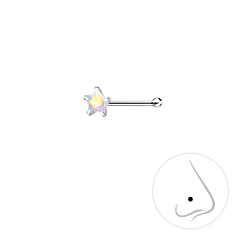 Wholesale 3mm Star Cubic Zirconia Sterling Silver Nose Stud with Ball - JD8836