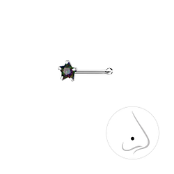 Wholesale 3mm Star Cubic Zirconia Sterling Silver Nose Stud with Ball - JD8838