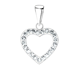 Wholesale Sterling Silver Heart Crystal Pendant - JD2874