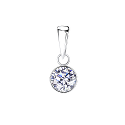 Wholesale 6mm Round Cubic Zirconia Sterling Silver Pendant - JD1958