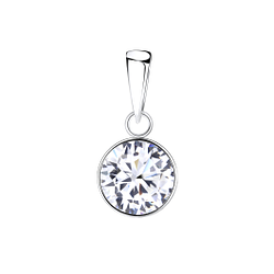 Wholesale 8mm Round Cubic Zirconia Sterling Silver Pendant - JD1960