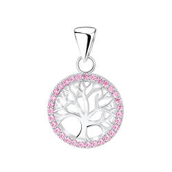 Wholesale Sterling Silver Tree Of Life Cubic Zirconia Pendant - JD3038