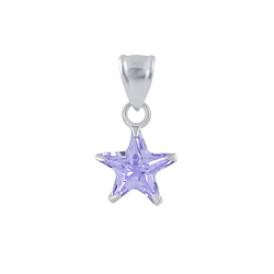 Wholesale 8mm Sterling Silver Star Cubic Zirconia Pendant - JD2181