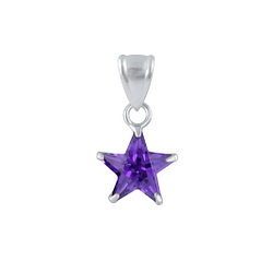 Wholesale 8mm Sterling Silver Star Cubic Zirconia Pendant - JD2181