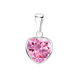 Wholesale 10mm Heart Cubic Zirconia Sterling Silver Pendant - JD2027