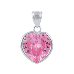 Wholesale 12mm Heart Cubic Zirconia Sterling Silver Pendant - JD2088