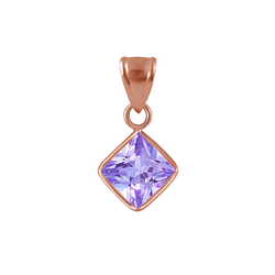 Wholesale 6mm Square Cubic Zirconia Sterling Silver Pendant - JD2294
