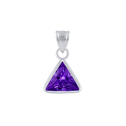 Wholesale 6mm Triangle Cubic Zirconia Sterling Silver Pendant - JD2460