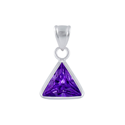 Wholesale 8mm Triangle Cubic Zirconia Sterling Silver Pendant - JD2461