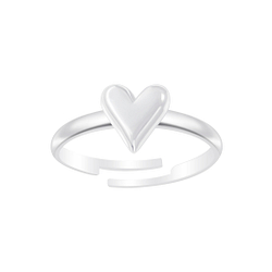 Wholesale Sterling Silver Heart Adjustable Ring - JD6935