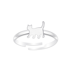 Wholesale Sterling Silver Cat Adjustable Ring - JD6971