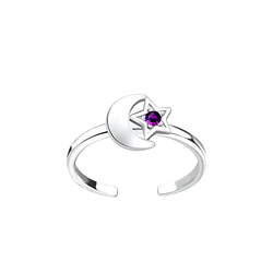 Wholesale Sterling Silver Moon and Star Toe Ring - JD6245