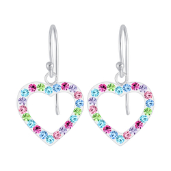 Wholesale Sterling Silver Heart Crystal Earrings - JD3828