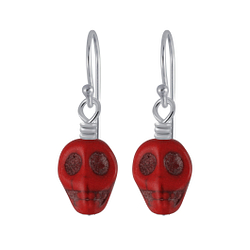 Wholesale Sterling Silver Handmade Skull Bead Earrings - JD4348