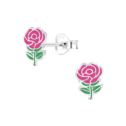 Wholesale Sterling Silver Rose Ear Studs - JD6055