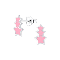 Wholesale Sterling Silver Triple Star Ear Studs - JD5998