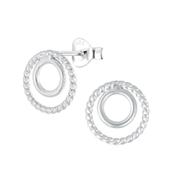 Wholesale Sterling Silver Twisted Circle Ear Studs - JD2600