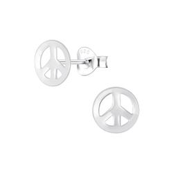 Wholesale Sterling Silver Peace Symbol Ear Studs - JD4763