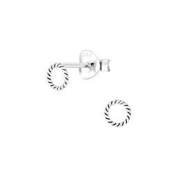 Wholesale Sterling Silver Twisted Circle Ear Studs - JD3894