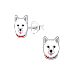 Wholesale Sterling Silver Husky Dog Ear Studs - JD3862