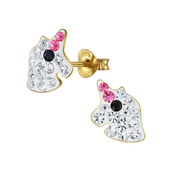 Wholesale Sterling Silver Unicorn Crystal Ear Studs - JD4411